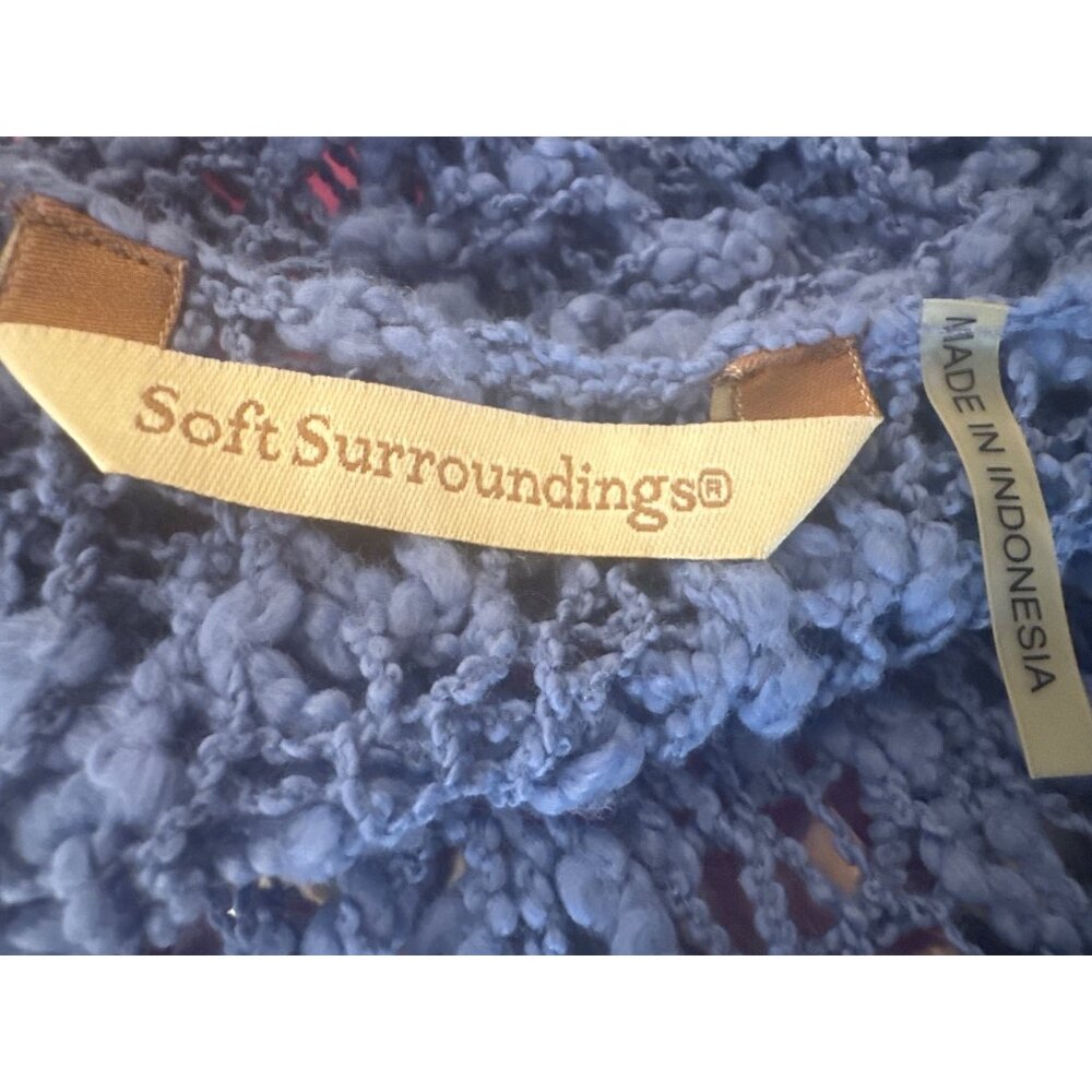 2/$30 Soft Surroundings L/XL Periwinkle Blue Open Weave Cardigan - Picture 9 of 16
